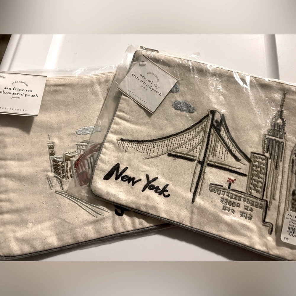 New Pottery Barn New York Embroidered Makeup Pouch, RARE! - Picture 2 of 14